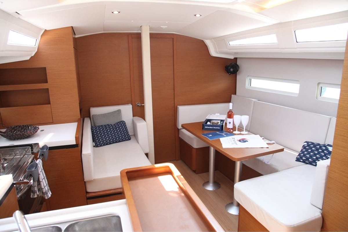 Galley of Pangeo, a Jeanneau Sun Odyssey 410 sailboat at Benitses, Greece