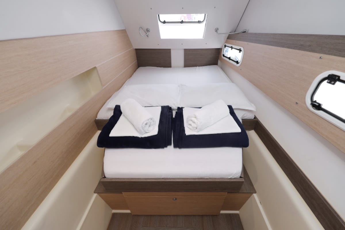 Cabin on So Far So Good, a Bali 4.0 catamaran at Zadar, Croatia