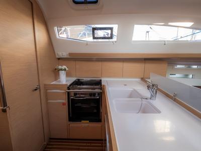 Galley of Mona, a Elan Impression 40 sailboat at Grad Biograd na Moru, Croatia