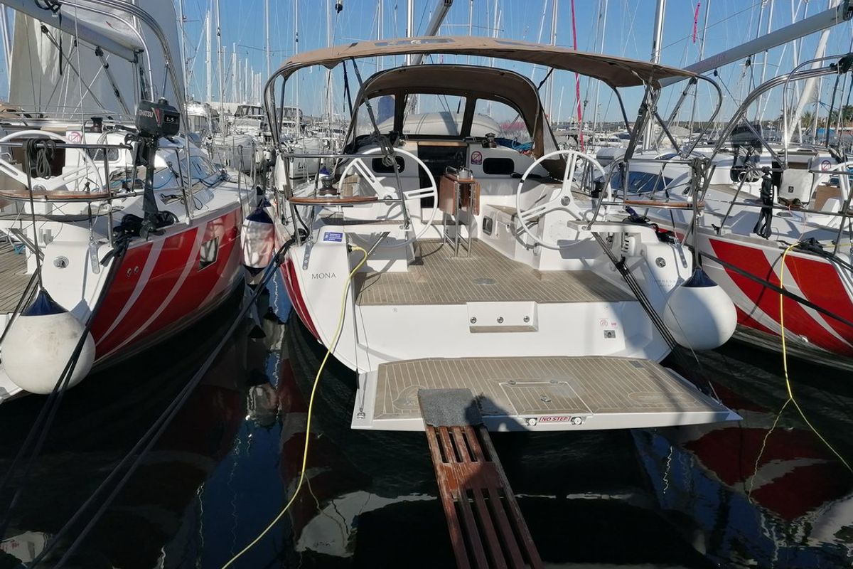 Exterior view of Mona, a Elan Impression 40 sailboat at Grad Biograd na Moru, Croatia