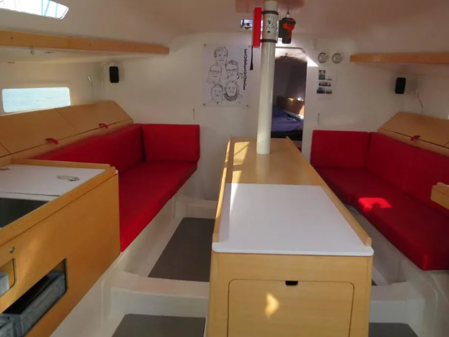 Salon of GREENGO 2, a Pogo Structures Pogo 12.5 sailboat at La Rochelle, France