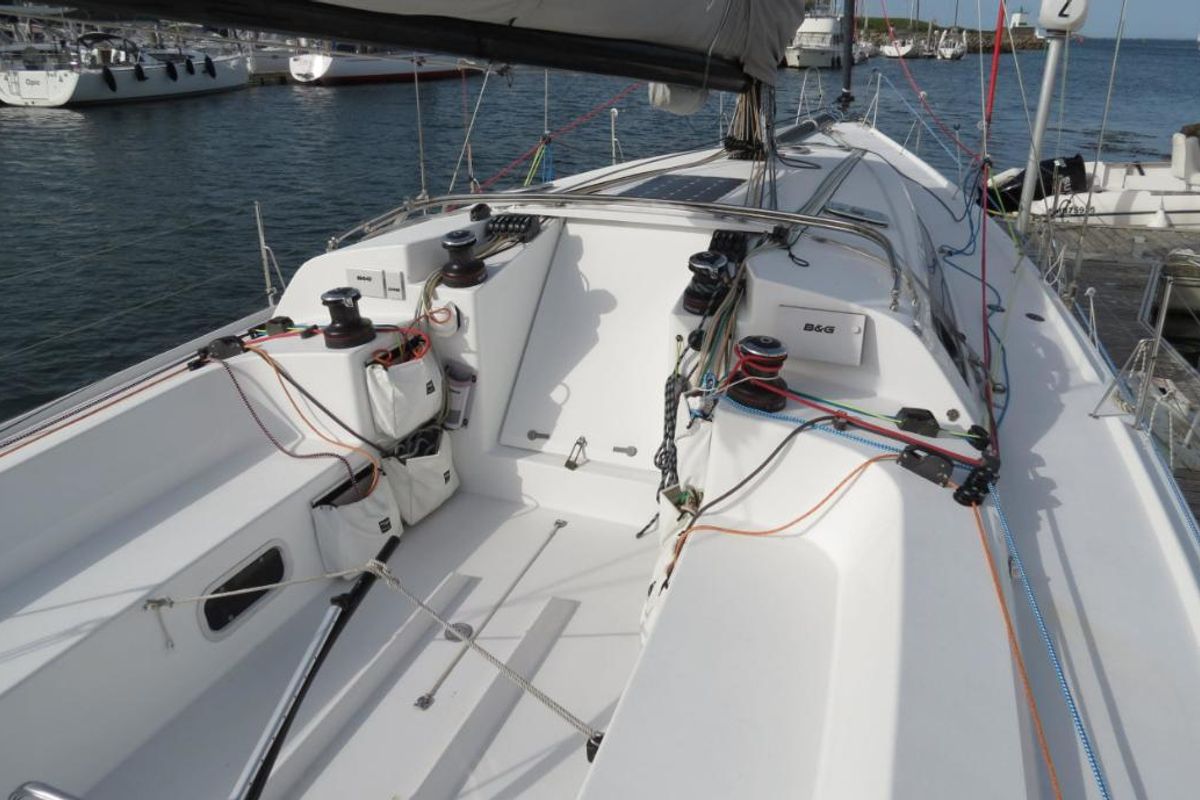 Deck of GREENGO 2, a Pogo Structures Pogo 12.5 sailboat at La Rochelle, France