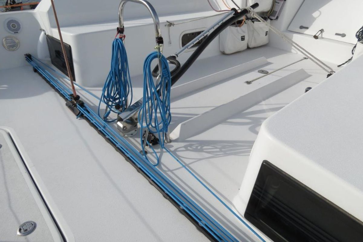 Deck of GREENGO 2, a Pogo Structures Pogo 12.5 sailboat at La Rochelle, France