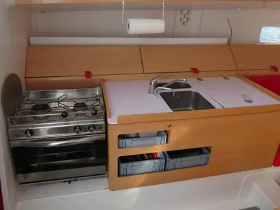 Galley of GREENGO 2, a Pogo Structures Pogo 12.5 sailboat at La Rochelle, France