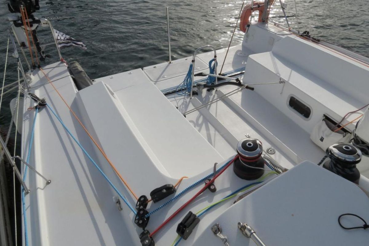 Deck of GREENGO 2, a Pogo Structures Pogo 12.5 sailboat at La Rochelle, France