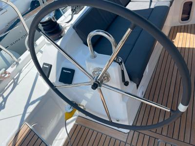Cockpit of Neda, a Beneteau Oceanis 40.1 sailboat at Athens, Greece