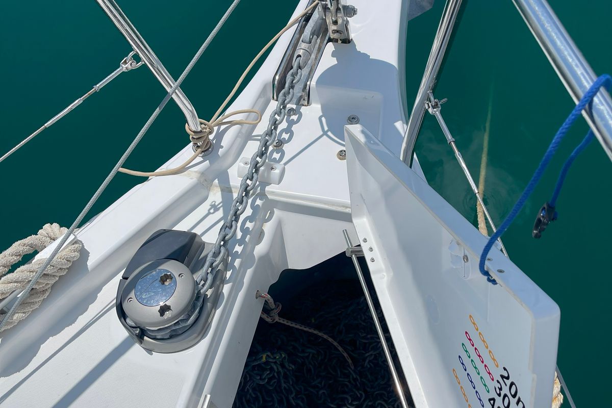 Deck of Neda, a Beneteau Oceanis 40.1 sailboat at Athens, Greece