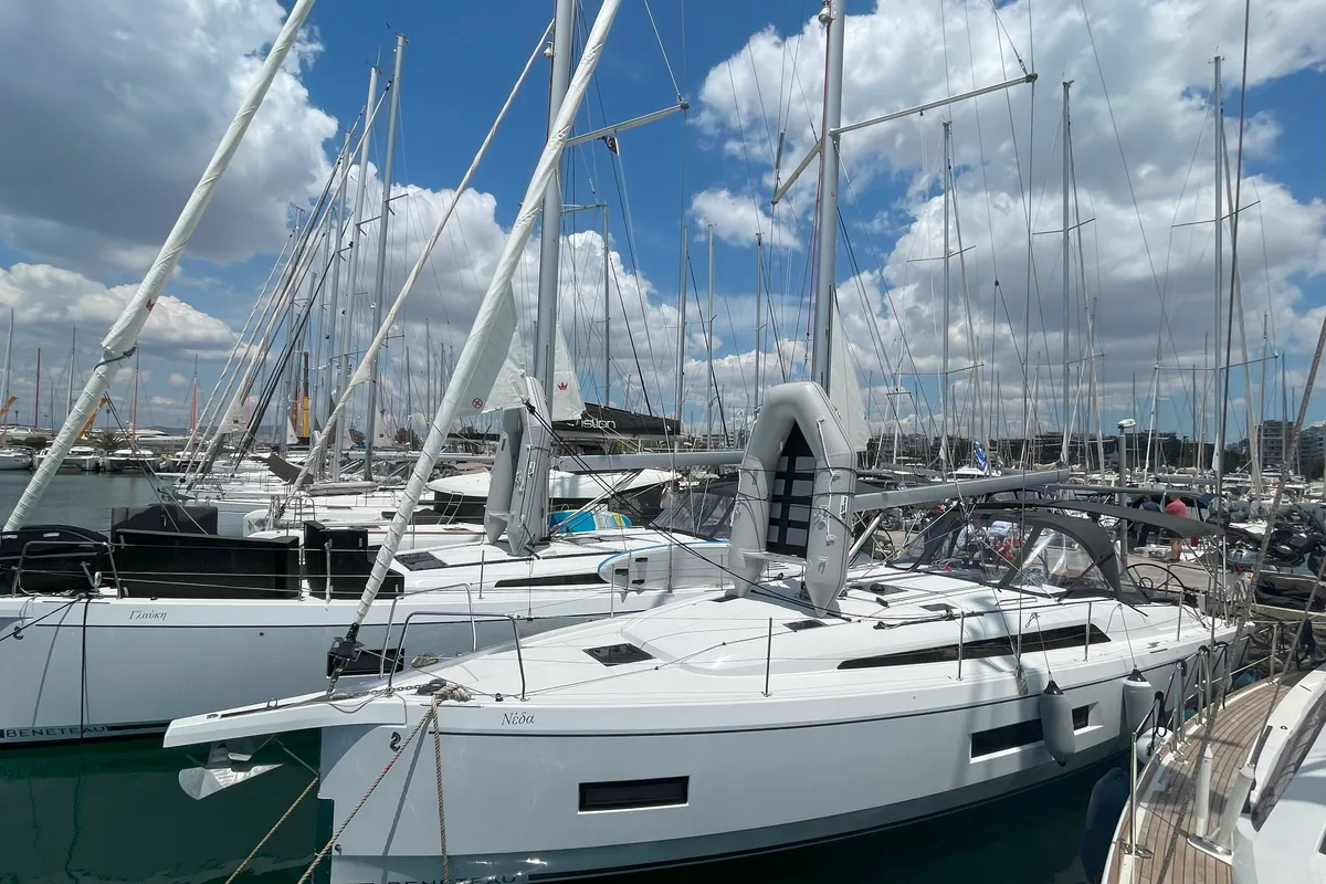 Exterior view of Neda, a Beneteau Oceanis 40.1 sailboat at Athens, Greece