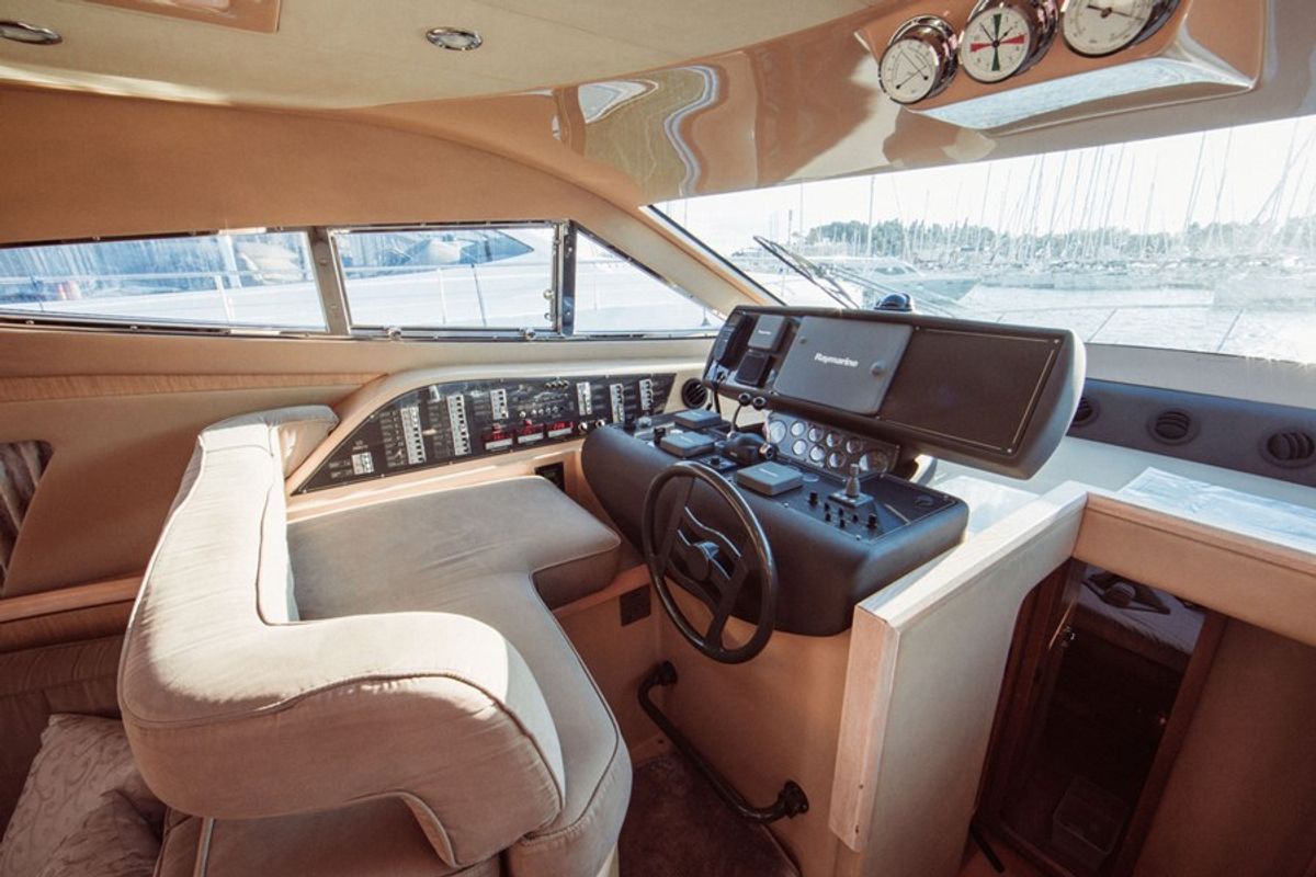 Cockpit of Bluebell, a Ferretti Yachts 460i yacht at Podstrana - Miljevac, Croatia