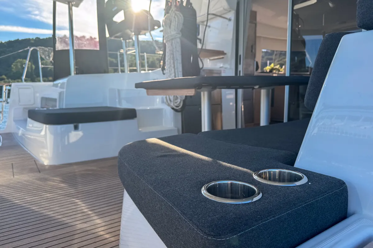 Deck of Dona, a Lagoon 43 catamaran at Seget Donji, Croatia