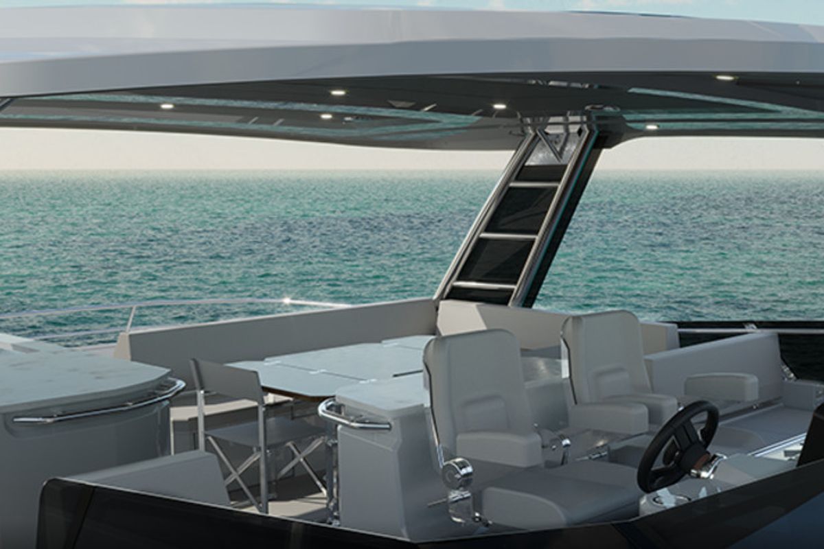 Cockpit of Lucy, a Aquila Yachts Aquila 50 Yacht catamaran at Cannigione, Italy
