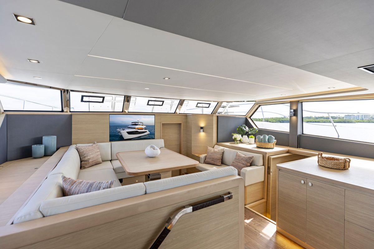 Exterior view of Lucy, a Aquila Yachts Aquila 50 Yacht catamaran at Cannigione, Italy