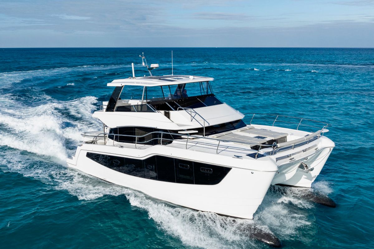 Exterior view of Lucy, a Aquila Yachts Aquila 50 Yacht catamaran at Cannigione, Italy