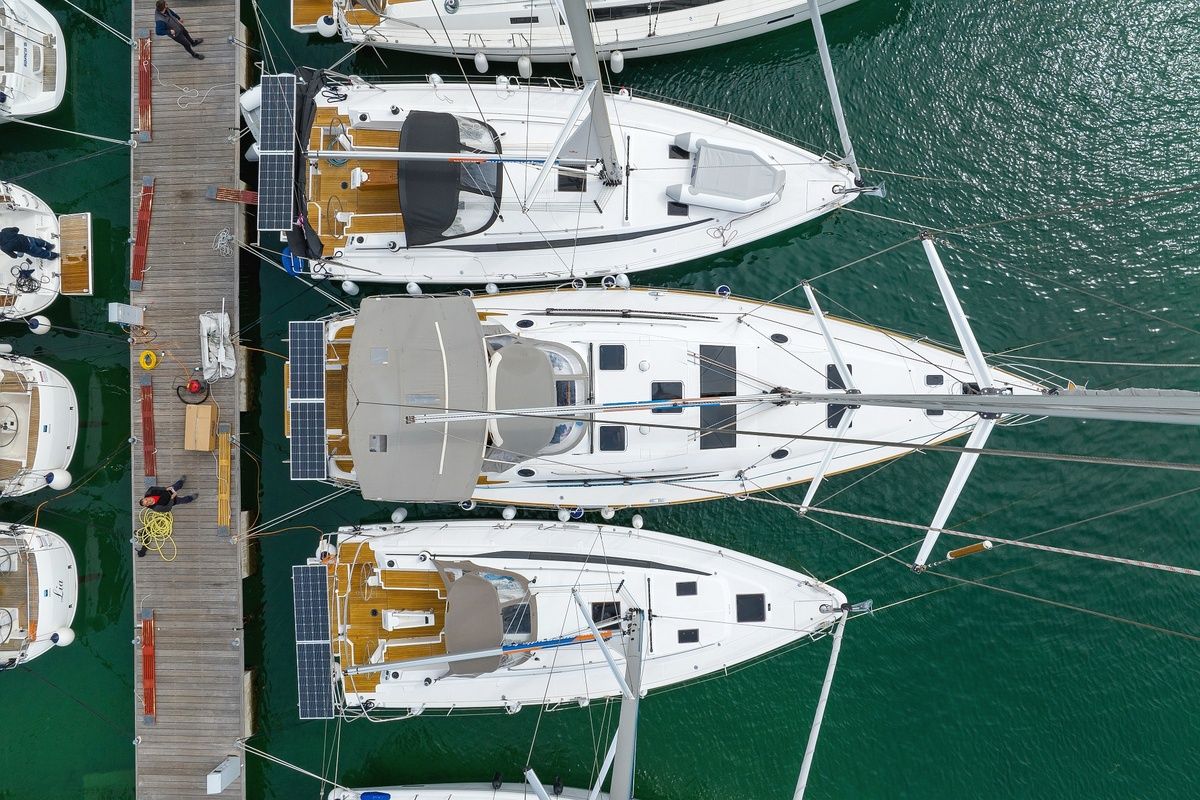 Deck of Maja 07, a Elan 514 Impression sailboat at Pirovac, Croatia