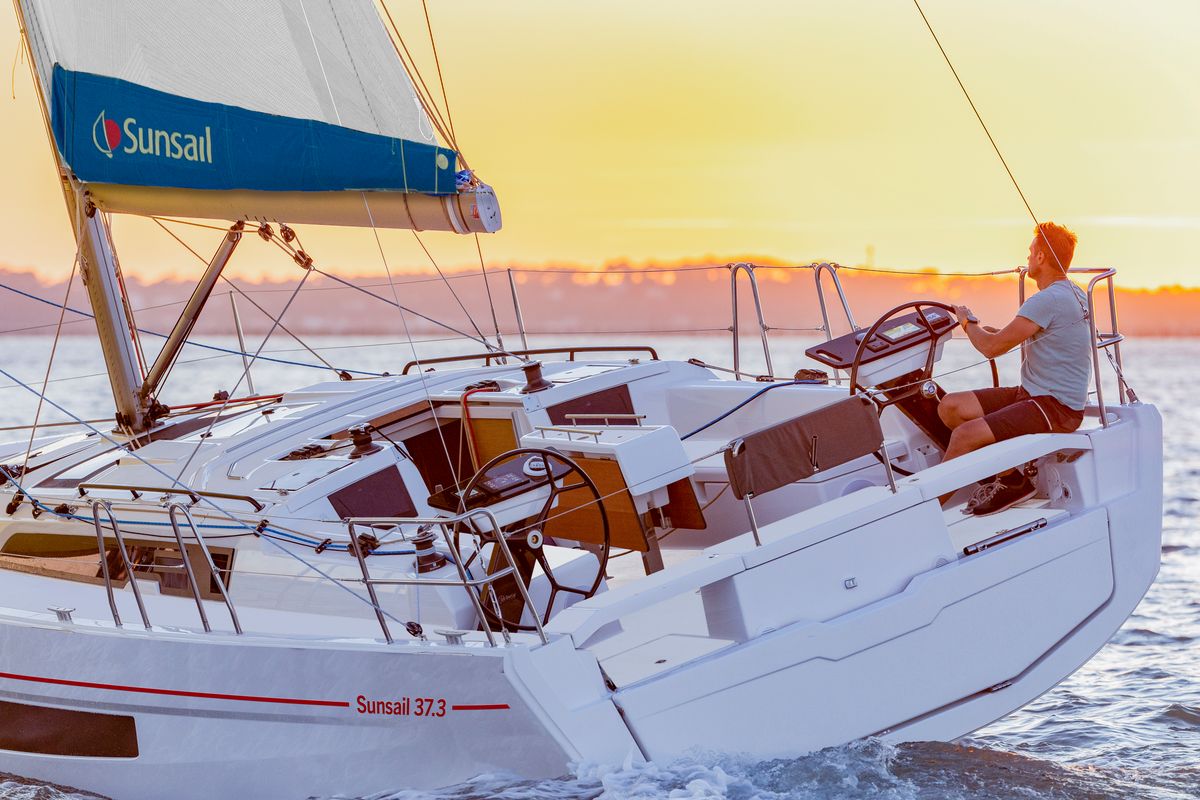 Exterior view of Sunsail 37.3 Premium, a Dufour 37 sailboat at Municipal Unit of Lefkada, Greece