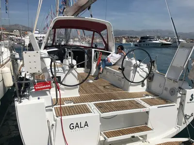 Cockpit of Gala, a Bavaria C42 sailboat at Split, Croatia
