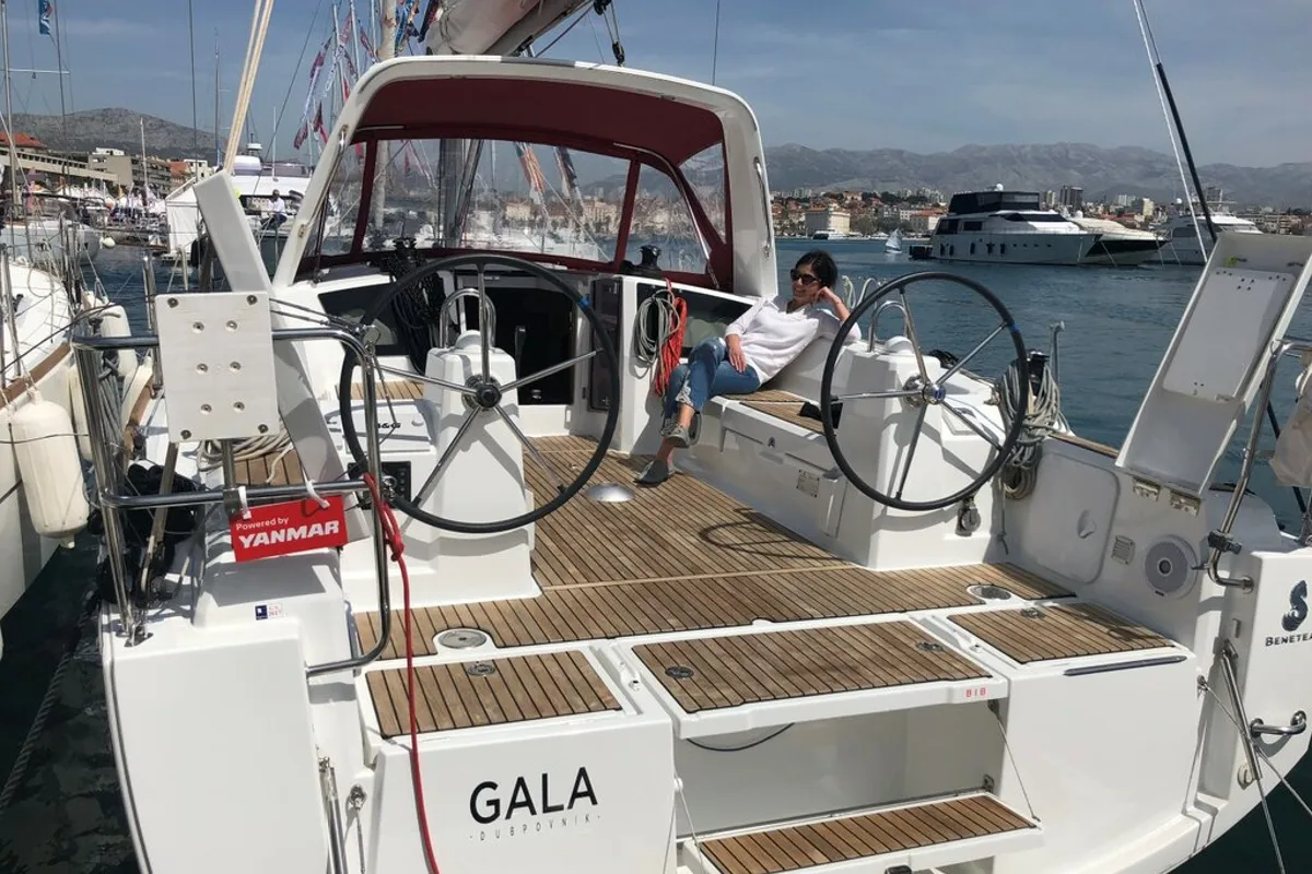 Cockpit of Gala, a Bavaria C42 sailboat at Split, Croatia