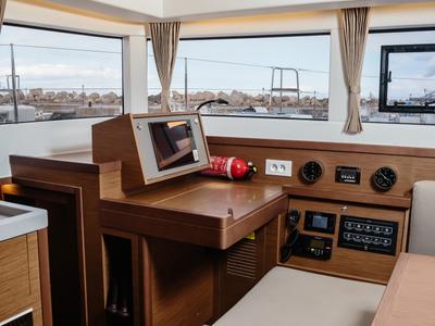 Cockpit of Gelso - Standard line, a Lagoon 40 catamaran at Olbia, Italy