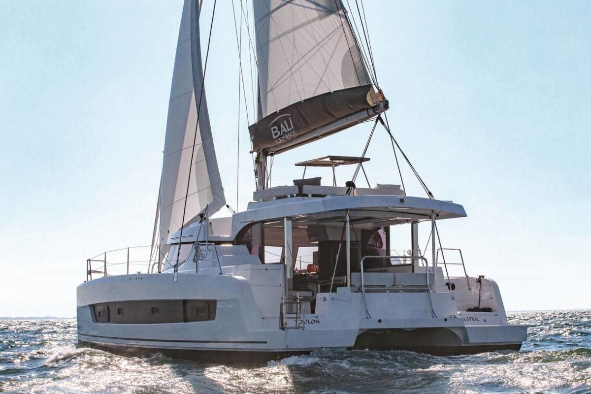 Exterior view of NN2, a Bali Catspace catamaran at Preveza, Greece