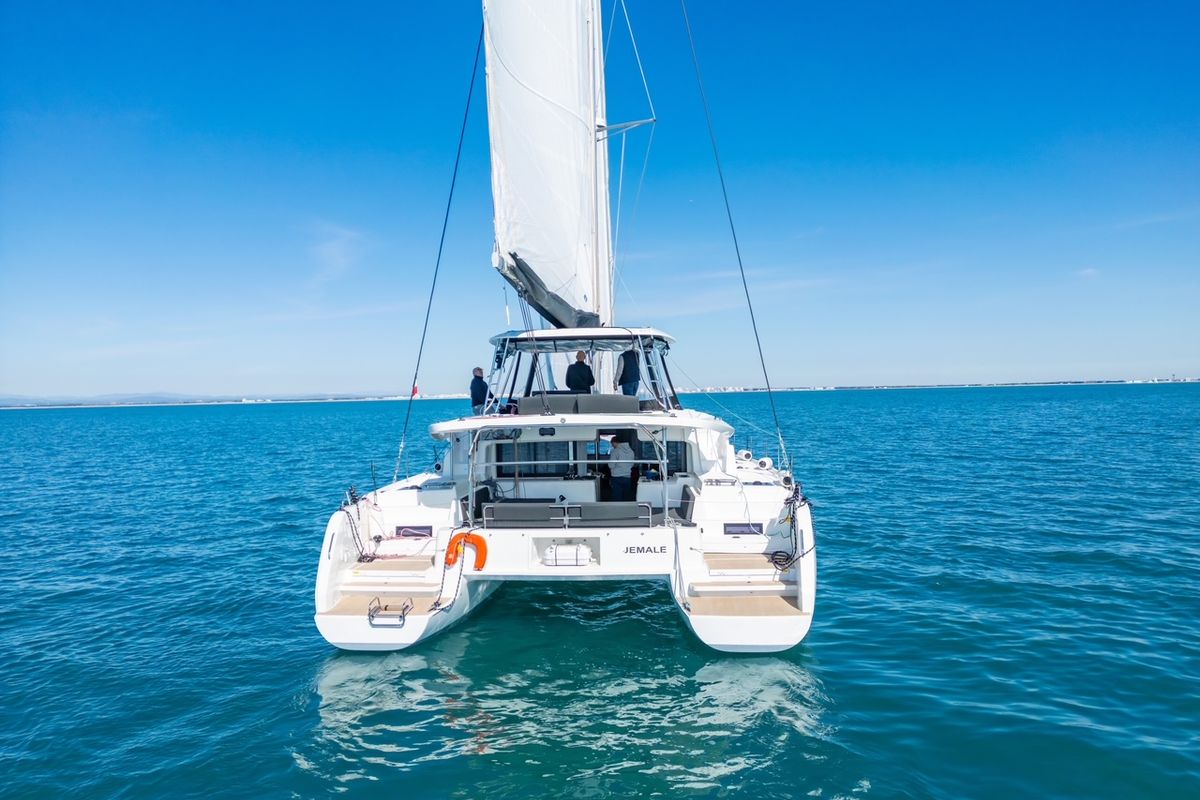 Exterior view of JEMALE, a Lagoon 46 catamaran at Ajaccio, France