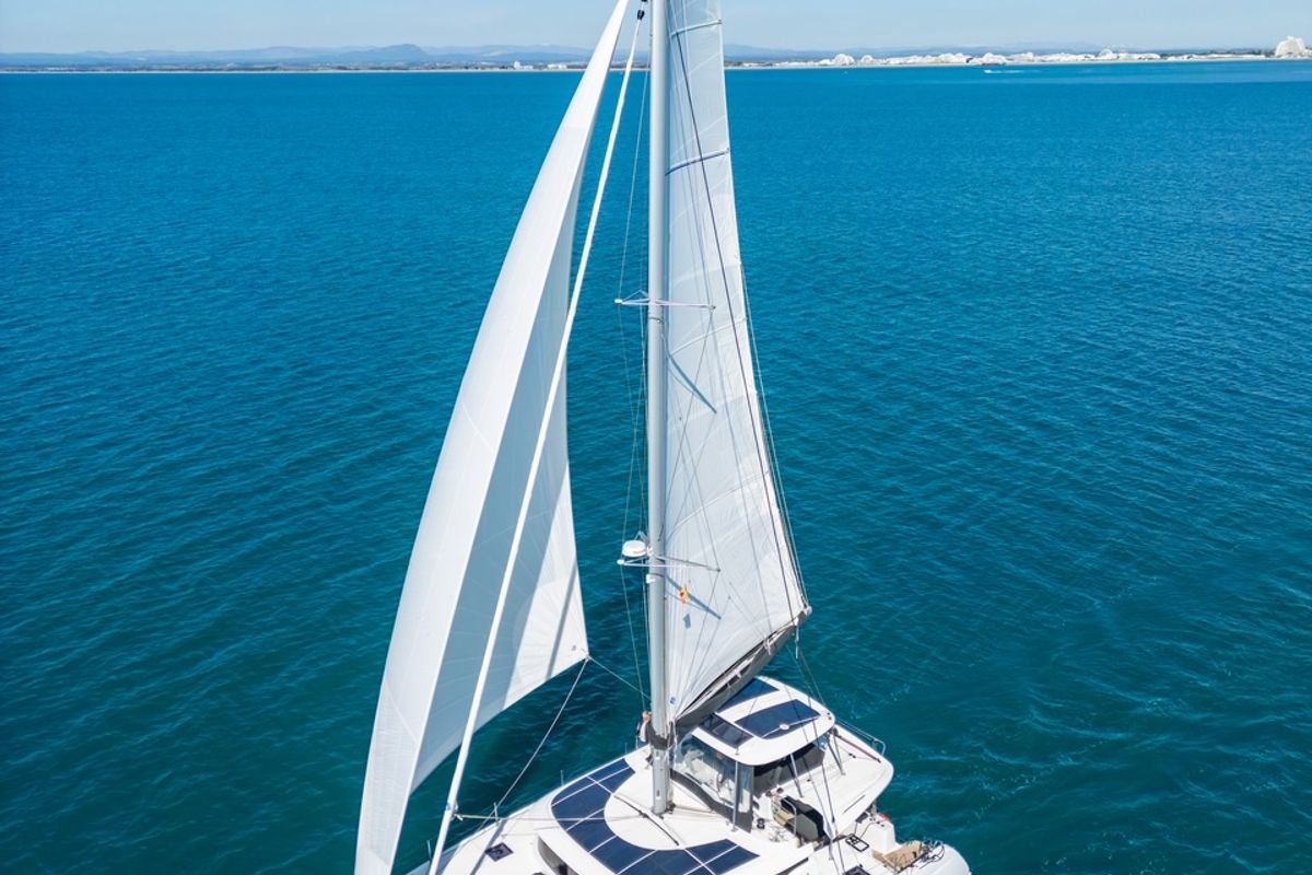 Exterior view of JEMALE, a Lagoon 46 catamaran at Ajaccio, France