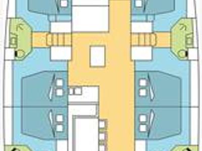 Floor plan of Queen O, a Bali 5.4 catamaran at Road Town, British Virgin Islands