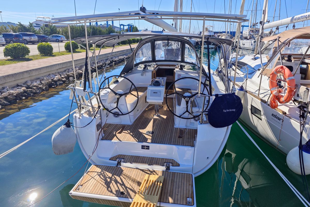 Exterior view of Mai Tai, a Bavaria Cruiser 37 sailboat at Općina Sukošan, Croatia