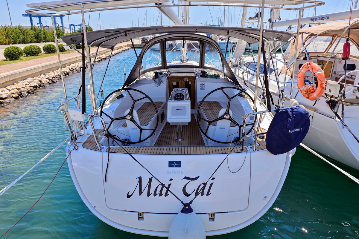 Exterior view of Mai Tai, a Bavaria Cruiser 37 sailboat at Općina Sukošan, Croatia
