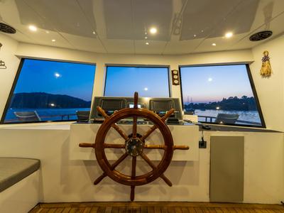 Cockpit of Albatros Explorer, a Custom Made Albatros Explorer yacht at Fethiye, Turkey