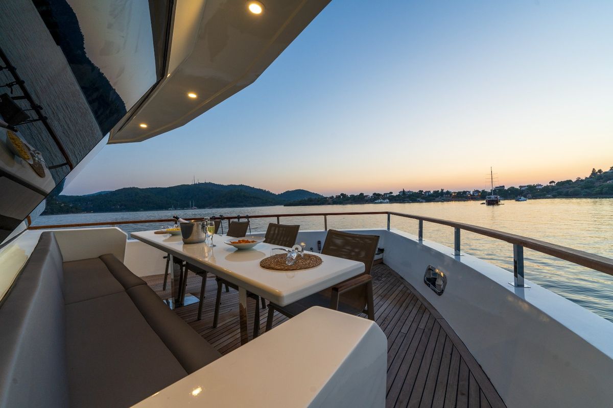Deck of Albatros Explorer, a Custom Made Albatros Explorer yacht at Fethiye, Turkey