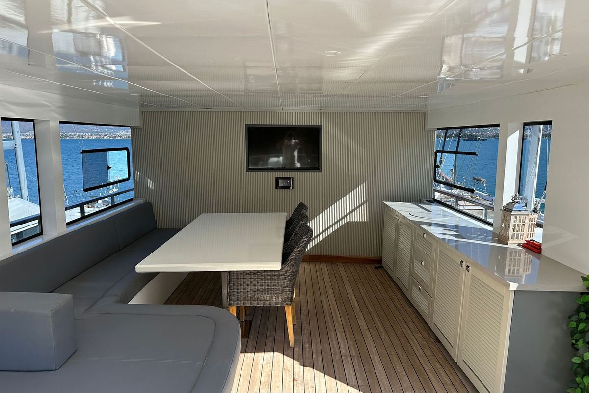 Salon of Albatros Explorer, a Custom Made Albatros Explorer yacht at Fethiye, Turkey