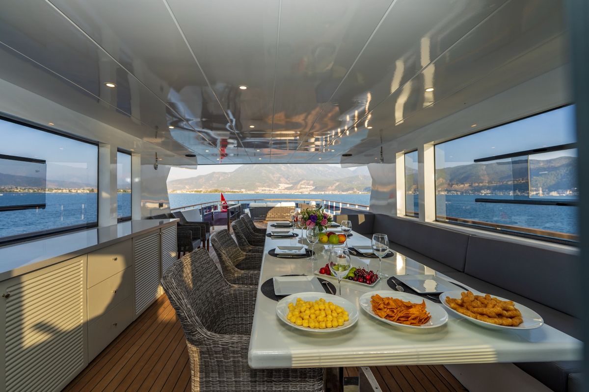 Deck of Albatros Explorer, a Custom Made Albatros Explorer yacht at Fethiye, Turkey