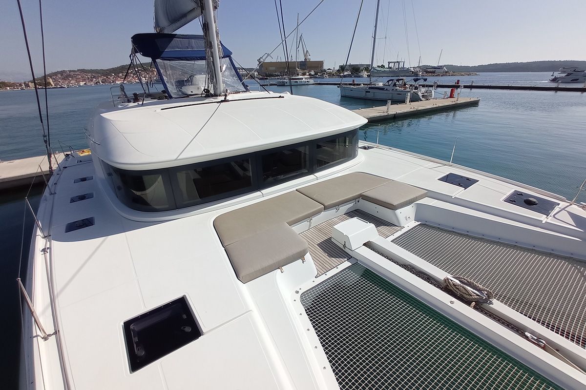 Deck of Ragnarök, a Lagoon 50 catamaran at Seget Donji, Croatia
