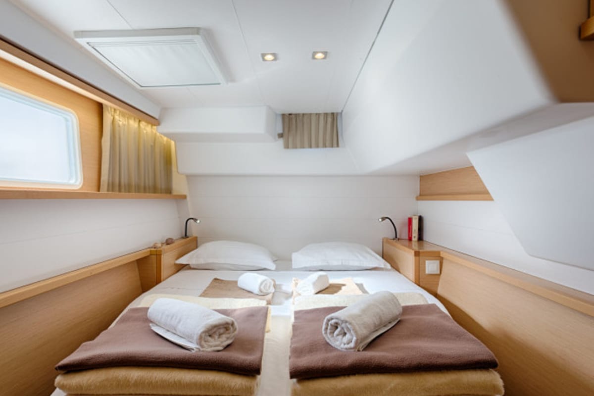 Cabin on METRA , a Lagoon 450 Fly catamaran at Grad Trogir, Croatia