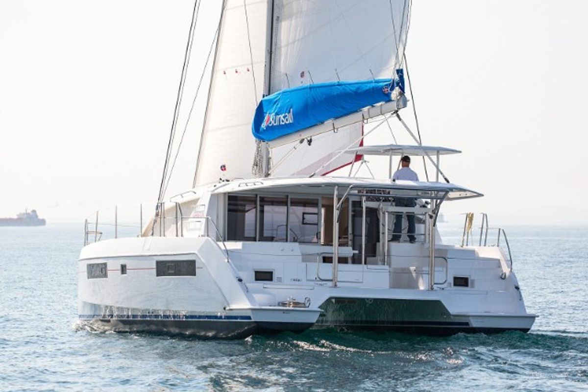 Exterior view of Sunsail 404 Classic, a Leopard 40 catamaran at Dubrovnik, Croatia