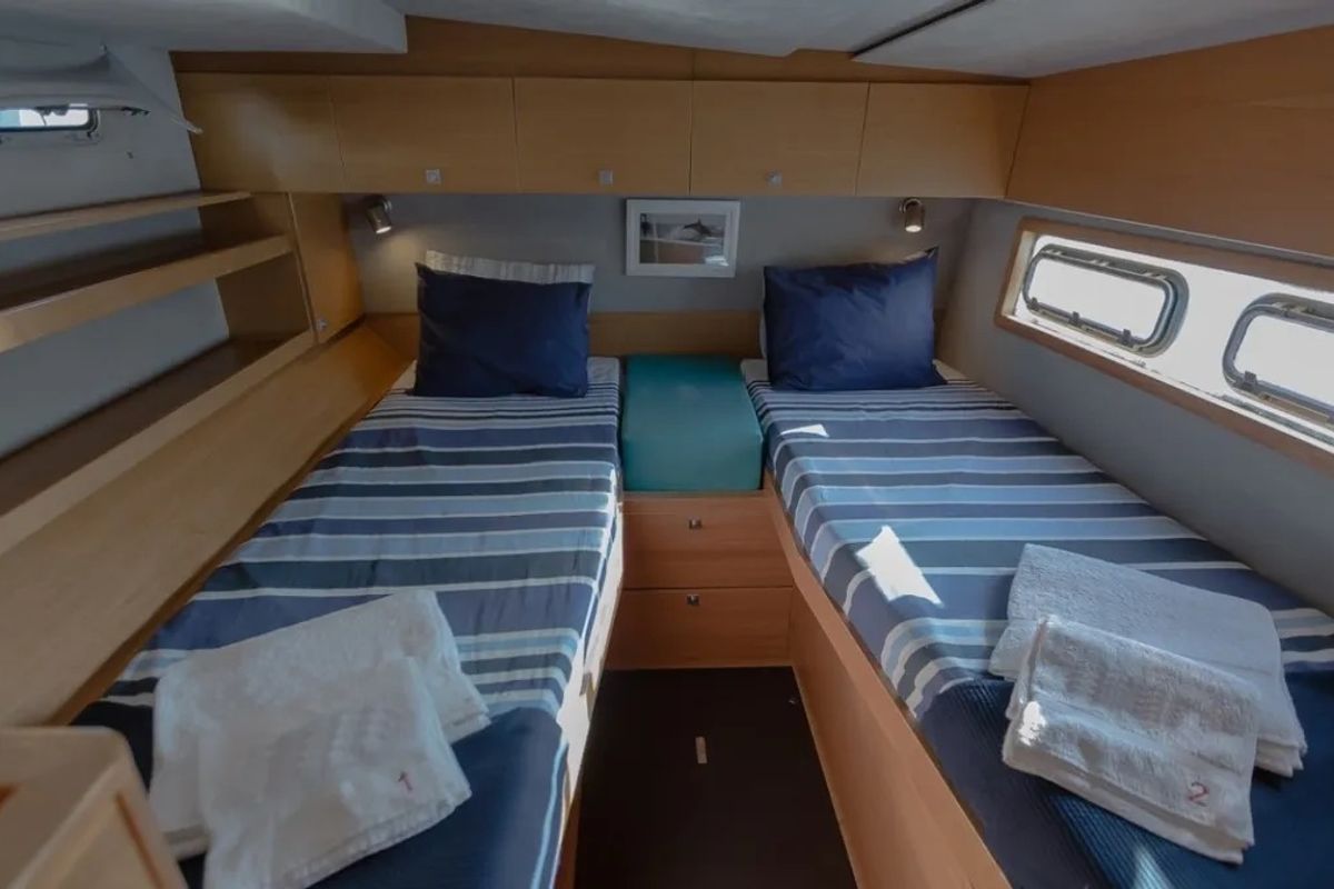 Cabin on Seabar, a Catana 50 catamaran at Lisbon, Portugal