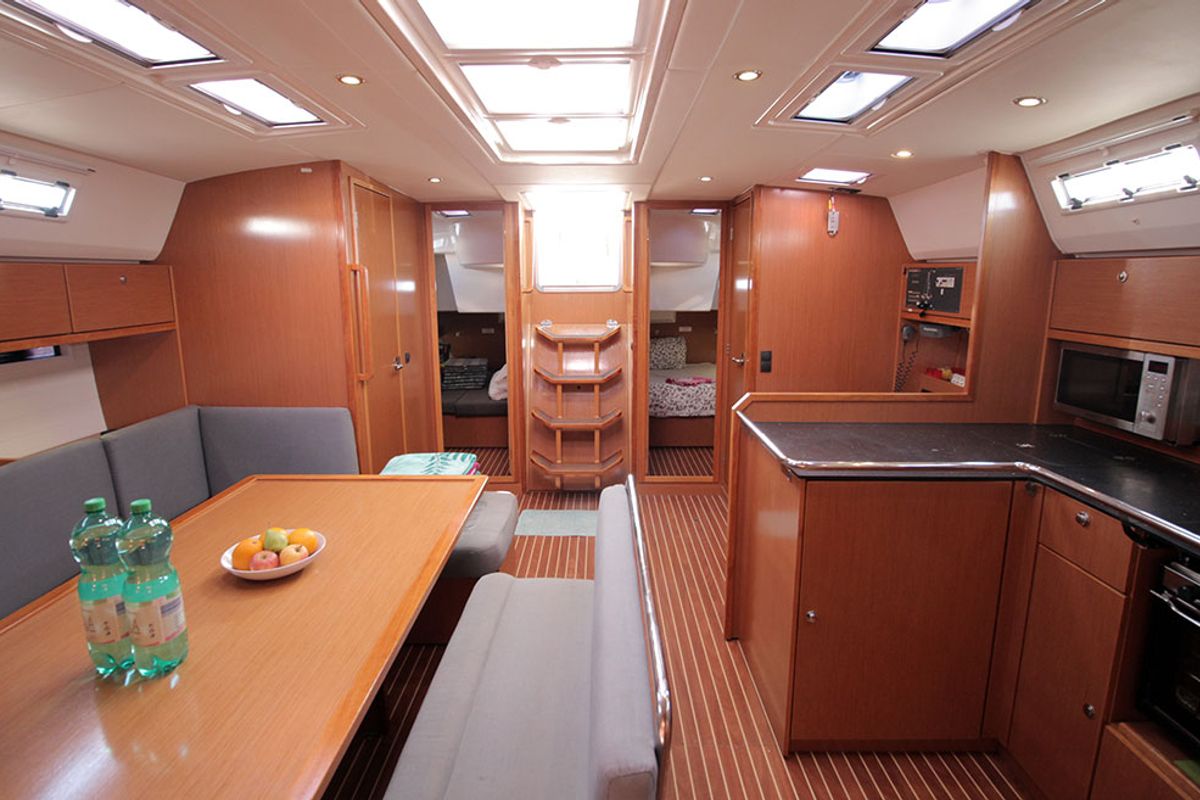 Salon of Leonis, a Bavaria Cruiser 50 sailboat at Llucmajor, Spain
