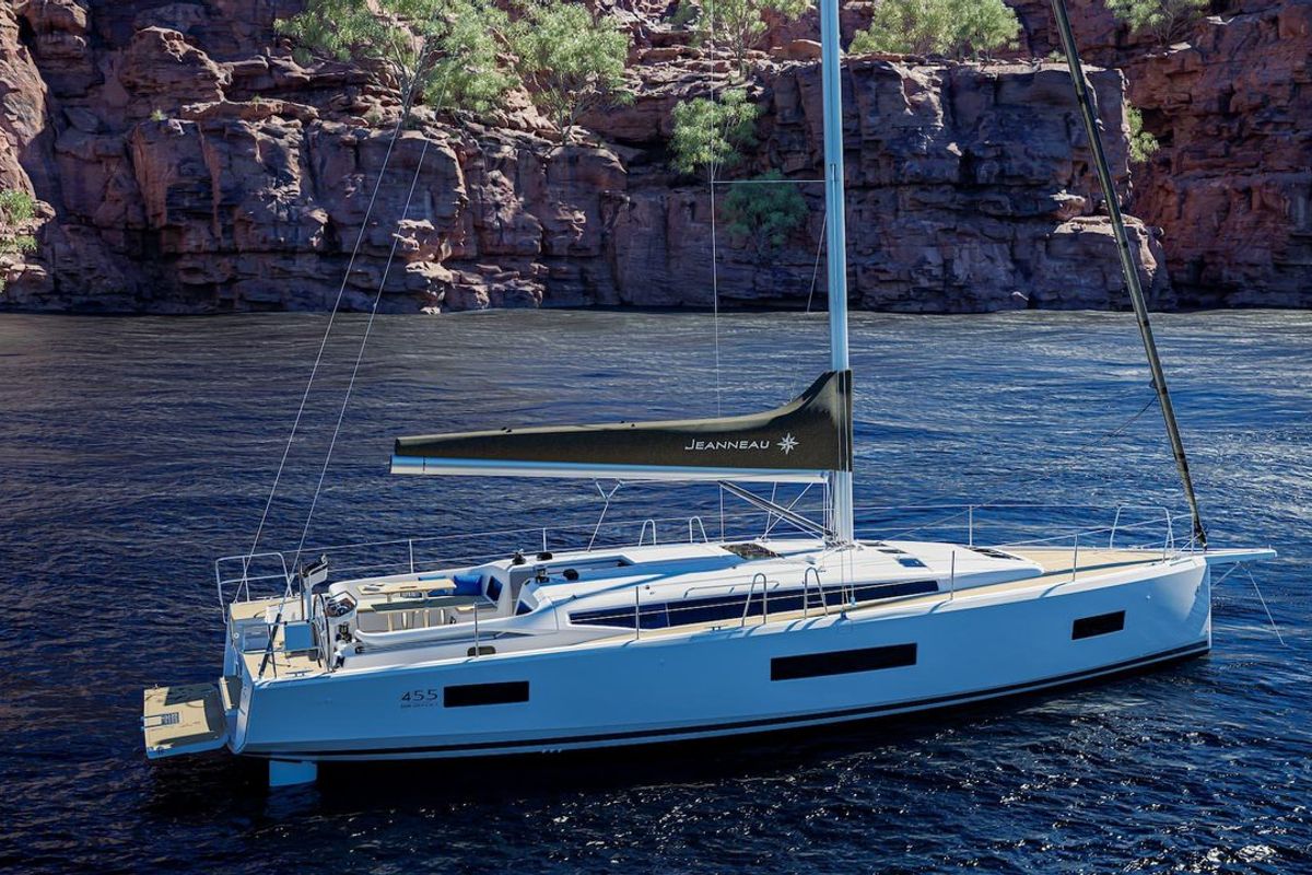 Exterior view of NN, a Jeanneau Sun Odyssey 455 sailboat at Cecina, Italy