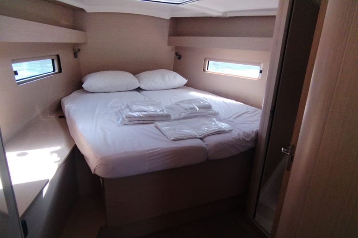Cabin on Ferrari, a Beneteau Oceanis 40.1 sailboat at Lavreotiki Municipal Unit, Greece