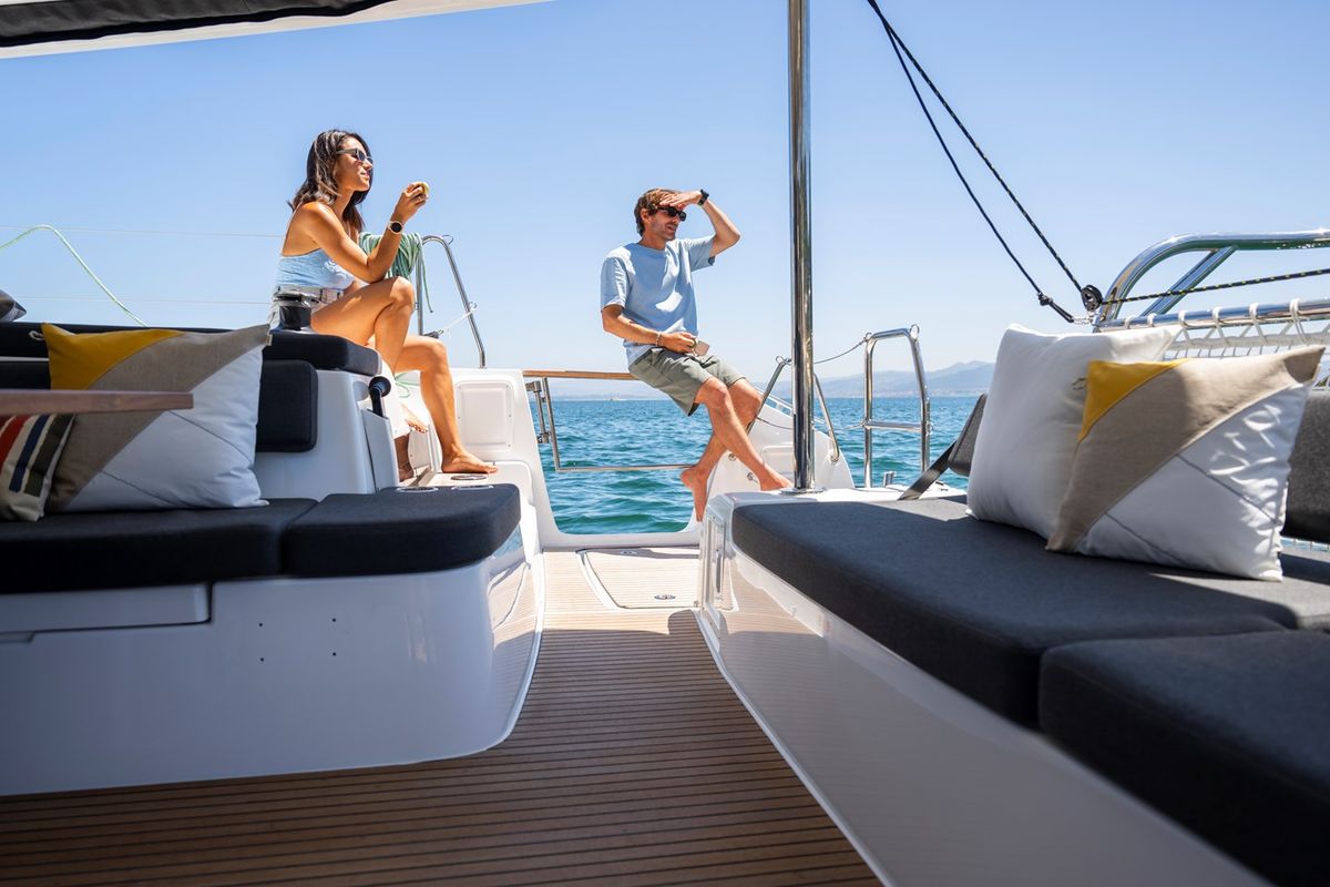 Deck of Epic Life, a Lagoon 43 catamaran at Road Town, British Virgin Islands
