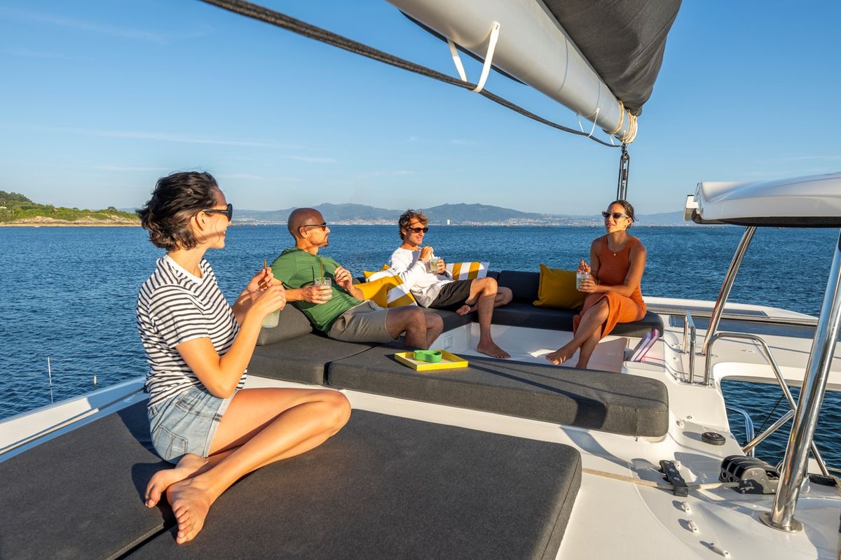 Deck of Epic Life, a Lagoon 43 catamaran at Road Town, British Virgin Islands