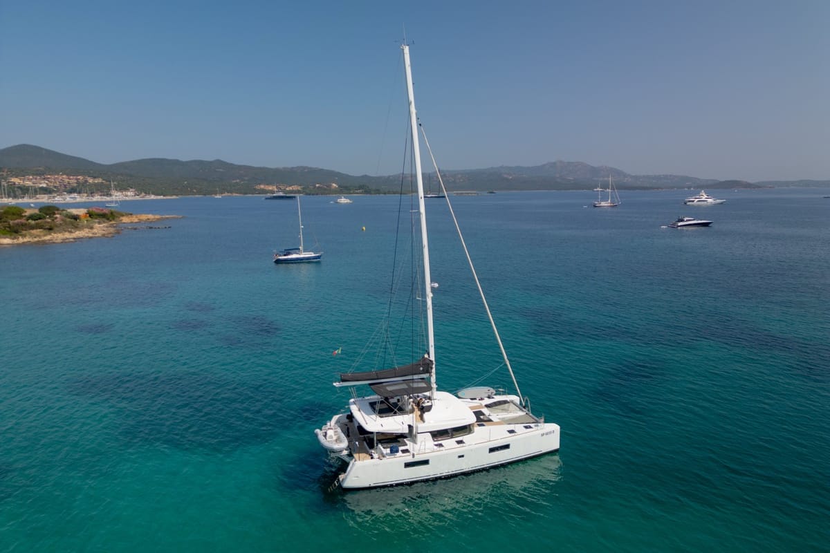 Head on Big Mama, a Lagoon 52F catamaran at Olbia, Italy