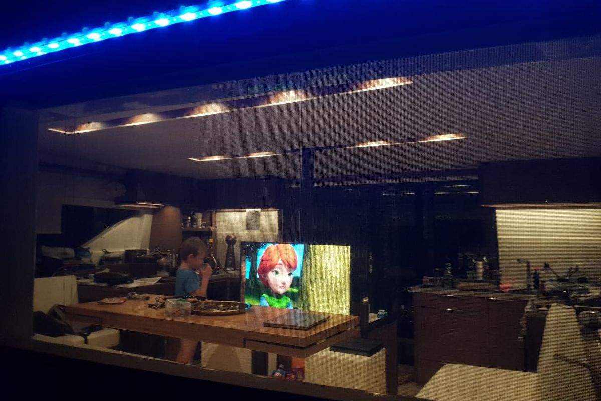 Salon of Magnum Opus, a Lagoon 50 catamaran at Preveza, Greece