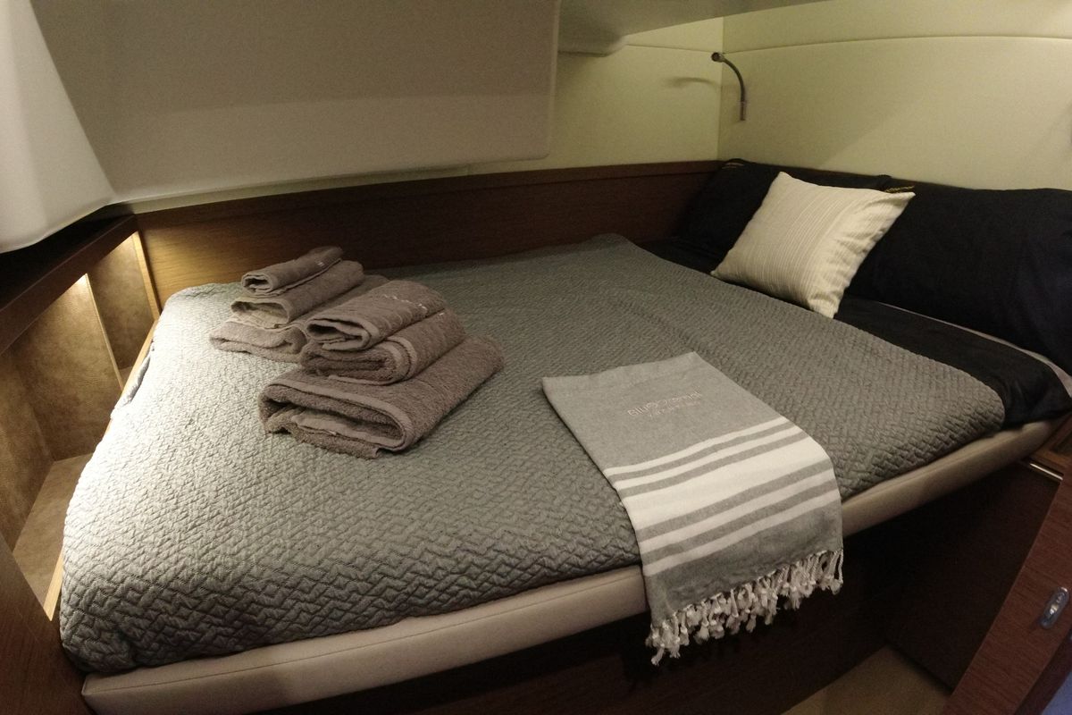 Cabin on Magnum Opus, a Lagoon 50 catamaran at Preveza, Greece