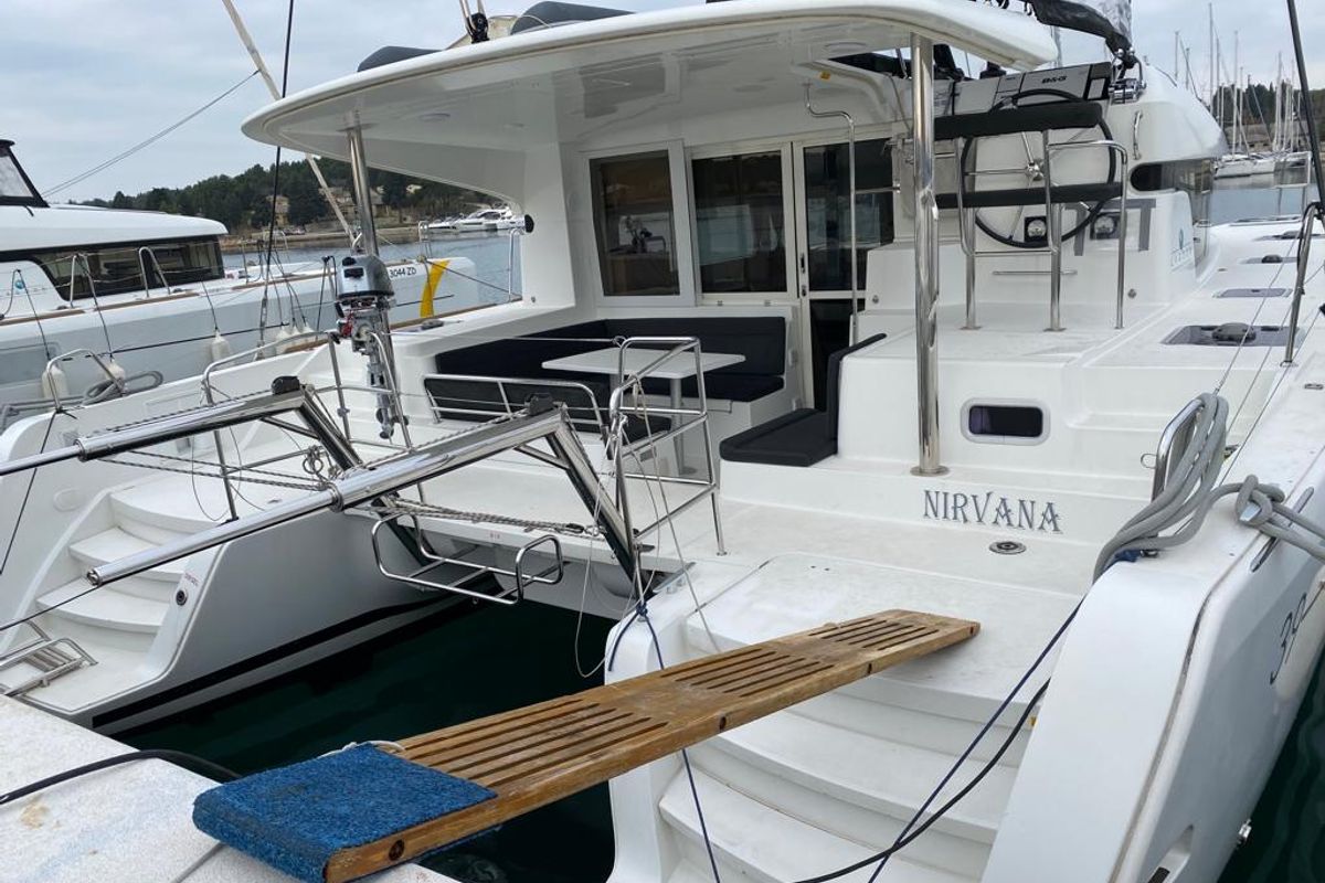 Exterior view of NIRVANA, a Lagoon 39 catamaran at Grad Pula, Croatia