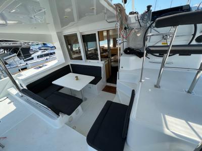 Cockpit of NIRVANA, a Lagoon 39 catamaran at Grad Pula, Croatia