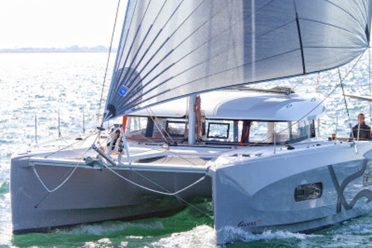 Exterior view of Minoas, a Excess 11 catamaran at Tourlos, Greece
