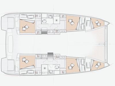 Floor plan of Minoas, a Excess 11 catamaran at Tourlos, Greece