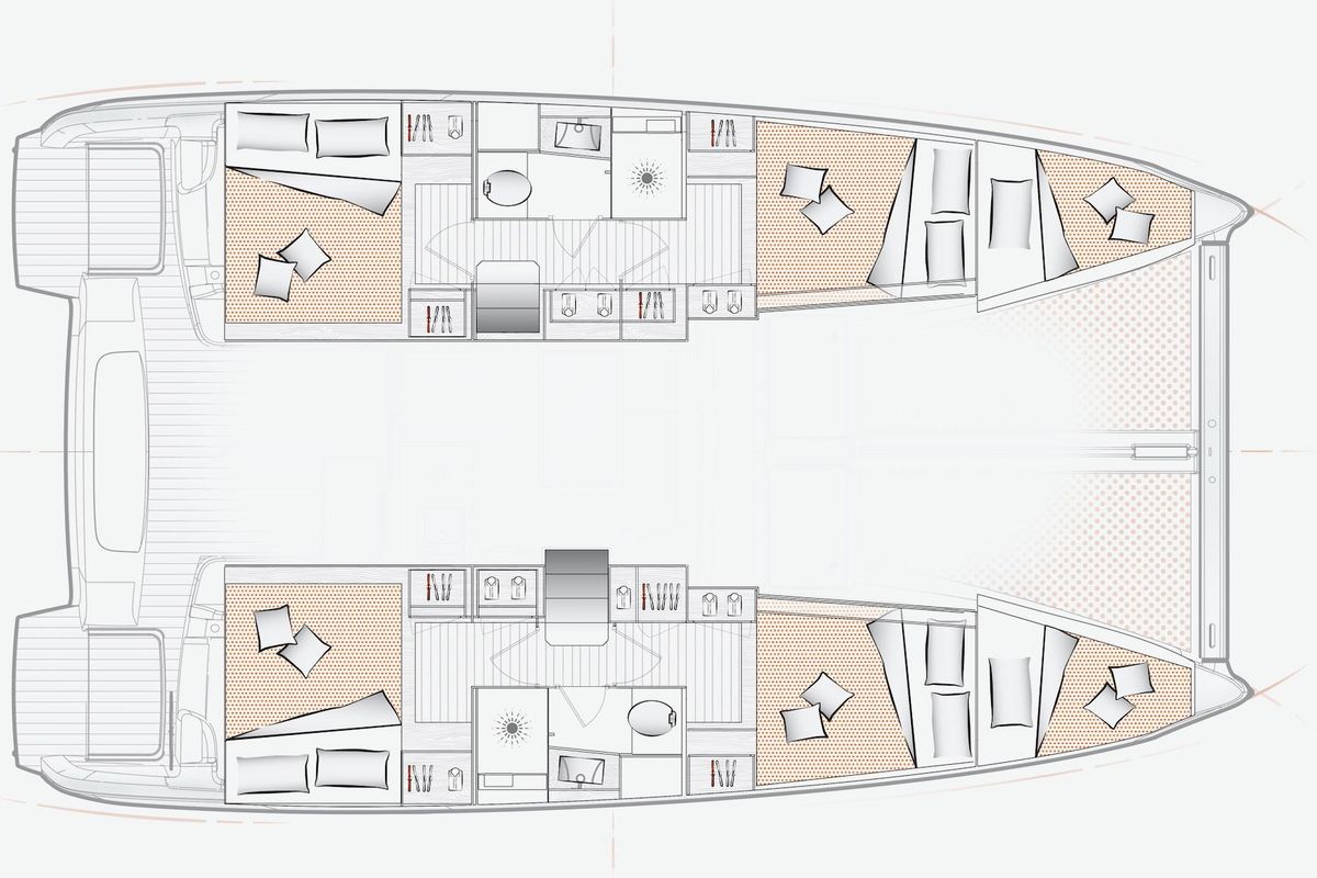 Floor plan of Minoas, a Excess 11 catamaran at Tourlos, Greece