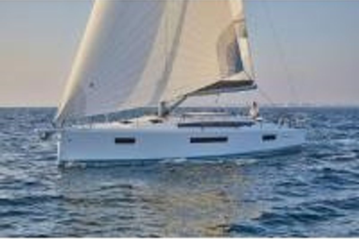 Exterior view of Seamater, a Jeanneau Sun Odyssey 410 sailboat at Preveza, Greece